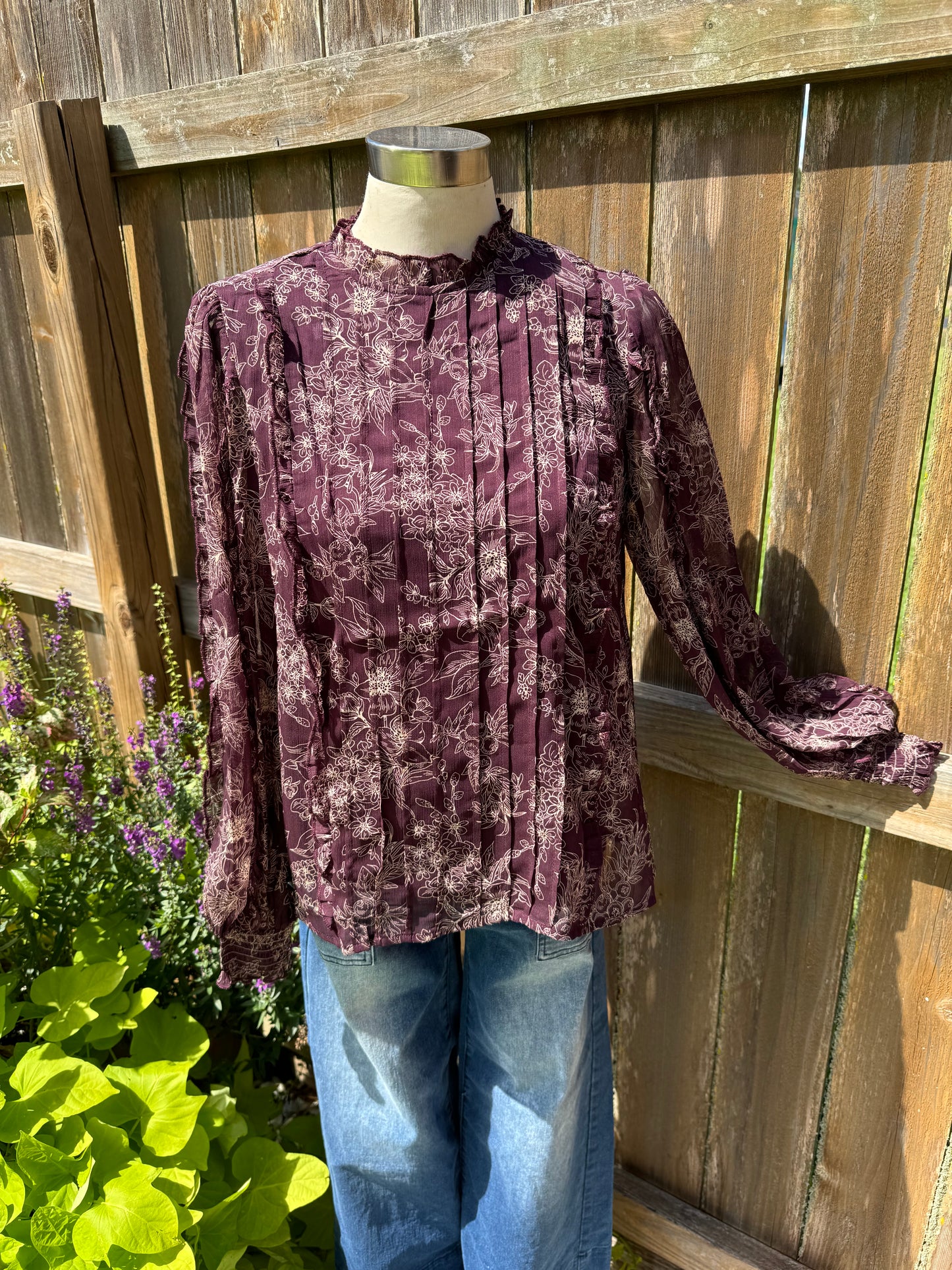 The Plum Crazy Sheer Sleeve Top