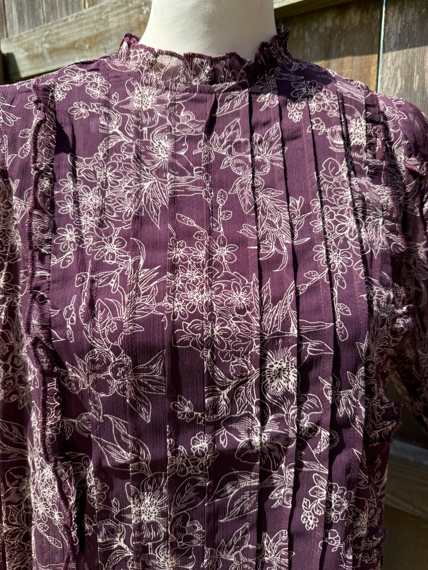 The Plum Crazy Sheer Sleeve Top