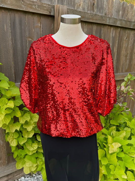 The Razzle Dazzle Red Sequin Top